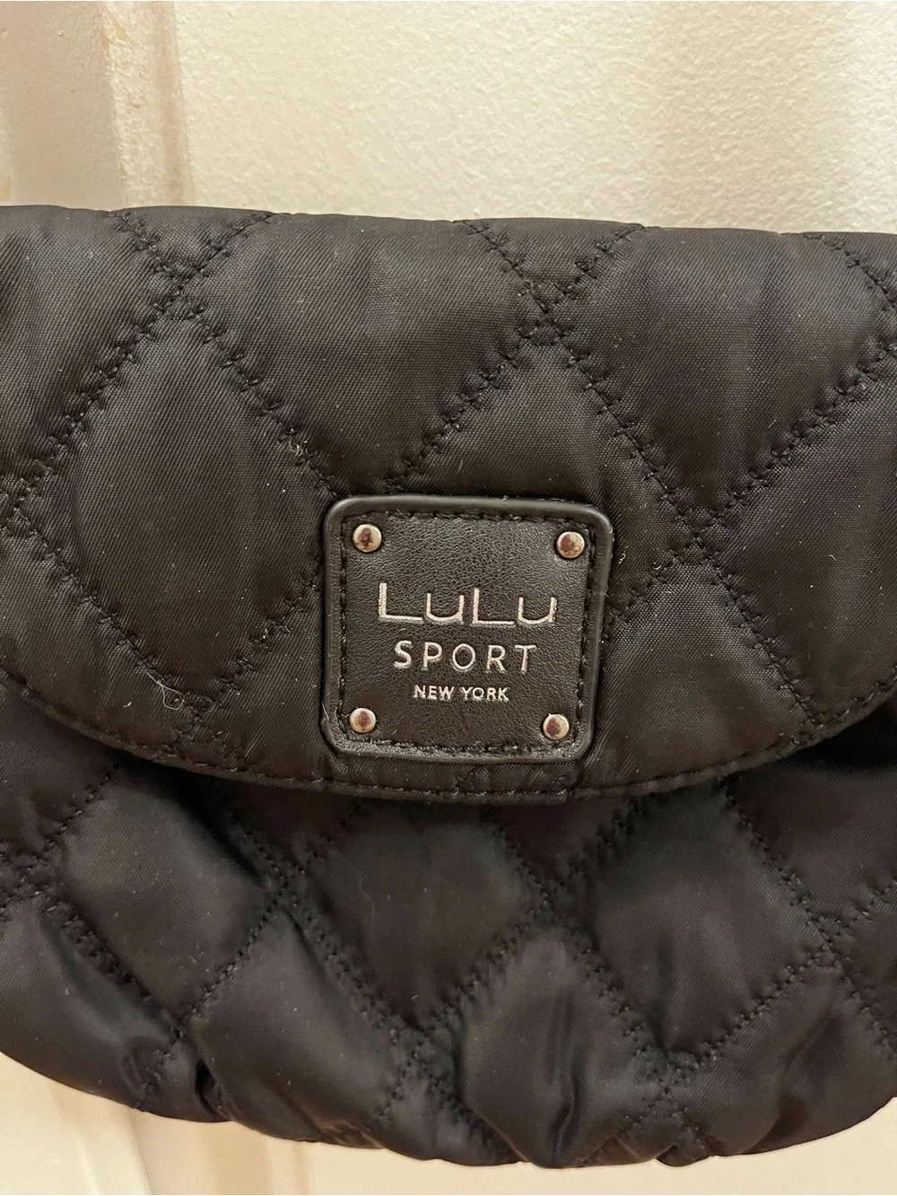 LuLu Sport New York Black Quilted Crossbody Bag